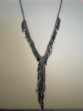 Black Fringe Y-Necklace - Women Jewelry